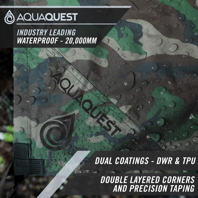 AquaQuest Defender Tarp â€“ Heavyâ€‘Duty Waterproof (20,000 mm) Seamâ€‘Taped Rain Fly for Camping, Bushcraft & Survival â€“ 10Ã—10 Woodland Camo - Image 2
